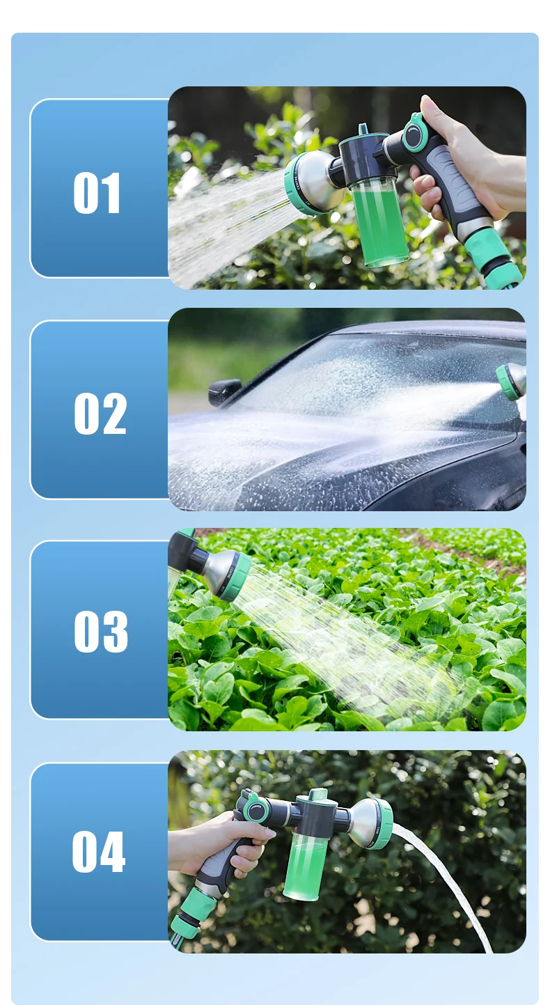 High Pressure Plastic 10 Pattern Watering Foam Spray10 Pattern Car Snow Foam Gun