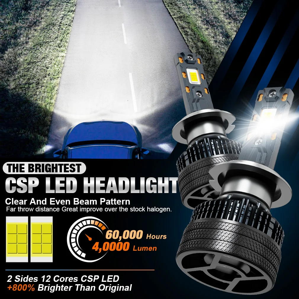 Auto Lighting System Car Lamps 150W 40000LM 3570 CSP H1 H4 H7 H8 H11 9005 HB3 9006 HB4 9012 HIR2 Led Headlight Bulbs Canbus