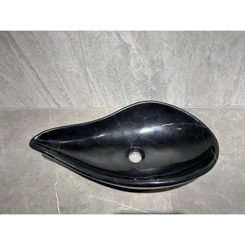 KINGS-WING Nero Marquina Marble Art Vessel Sink Size 60*35*15 cm Wash Basin High Quality For Model D18