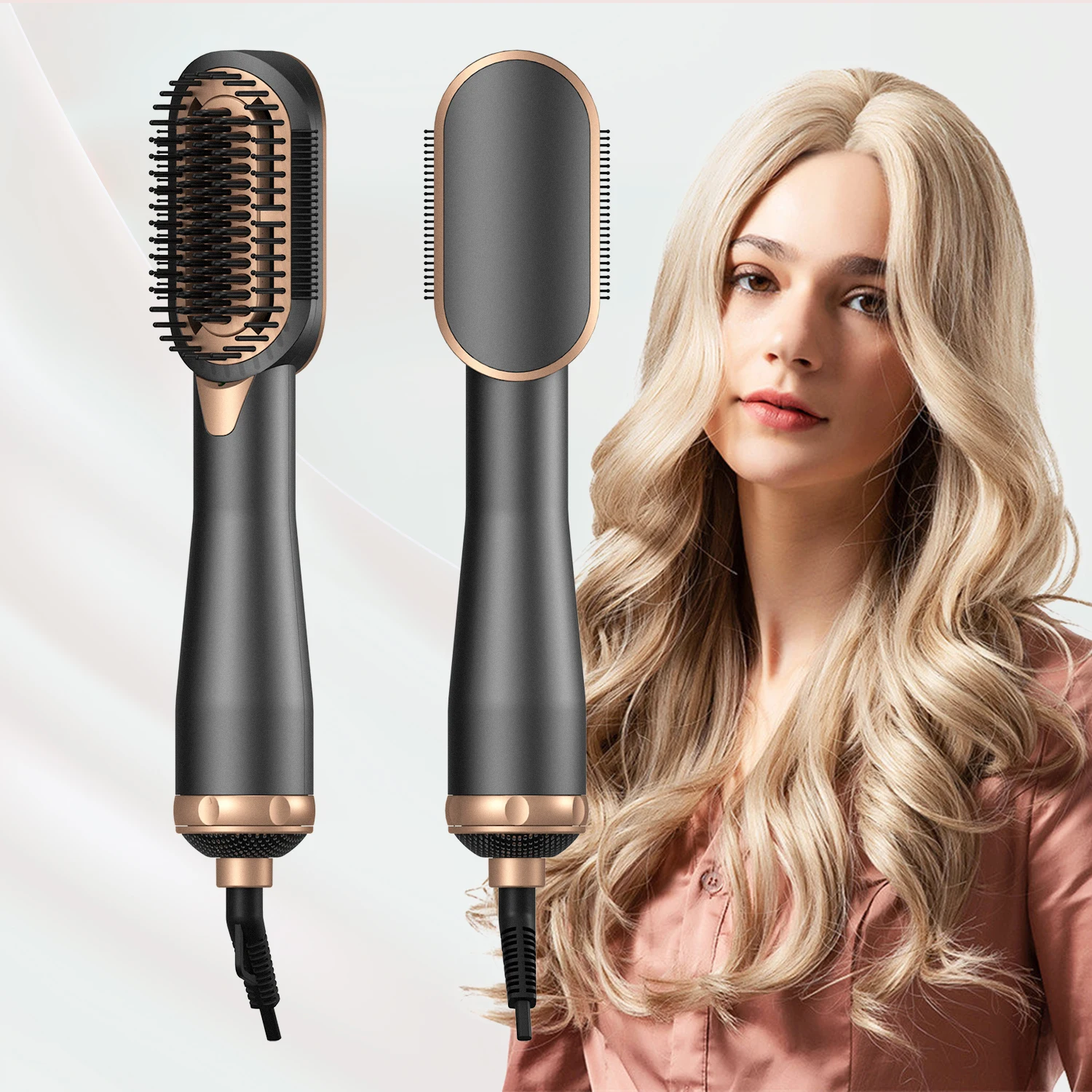 Hair Straightener Hot Air Brush Styler Hair Dryer One Step Ionic Plus Straightening Brush Flat Iron Comb for Thick Curly Hair
