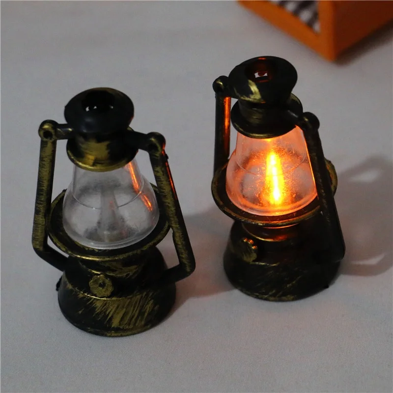Retro Black Kerosene Lamp 1:12 Doll house Children Baby Gift Toy Mini Furniture Miniature Toys