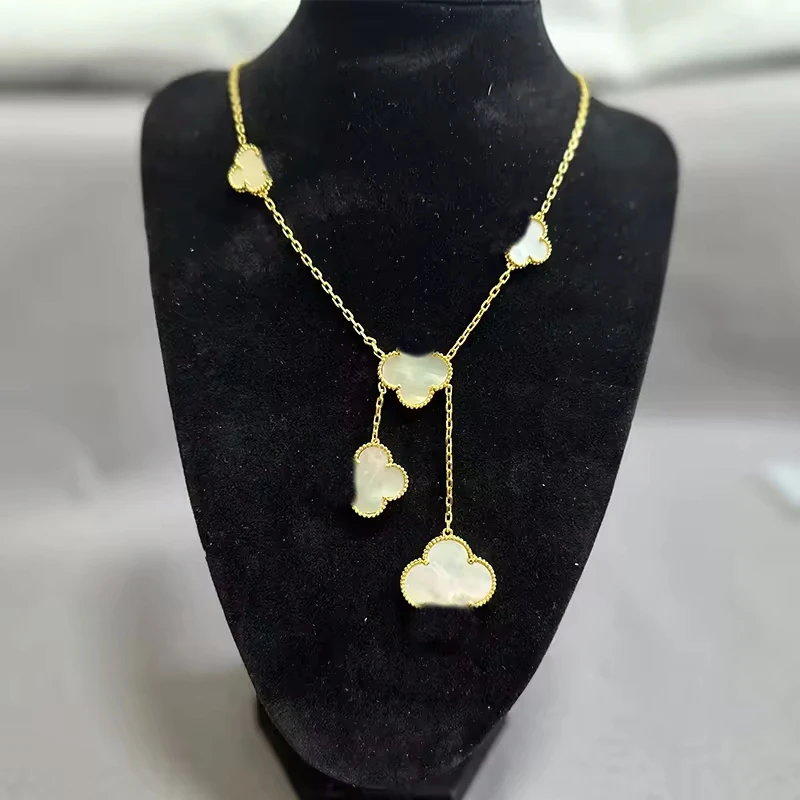 Wholesale  Luxury design 18k gold electroplated clavicle  Stainless Steel Laser Design 10 flower necklace Jewelry set