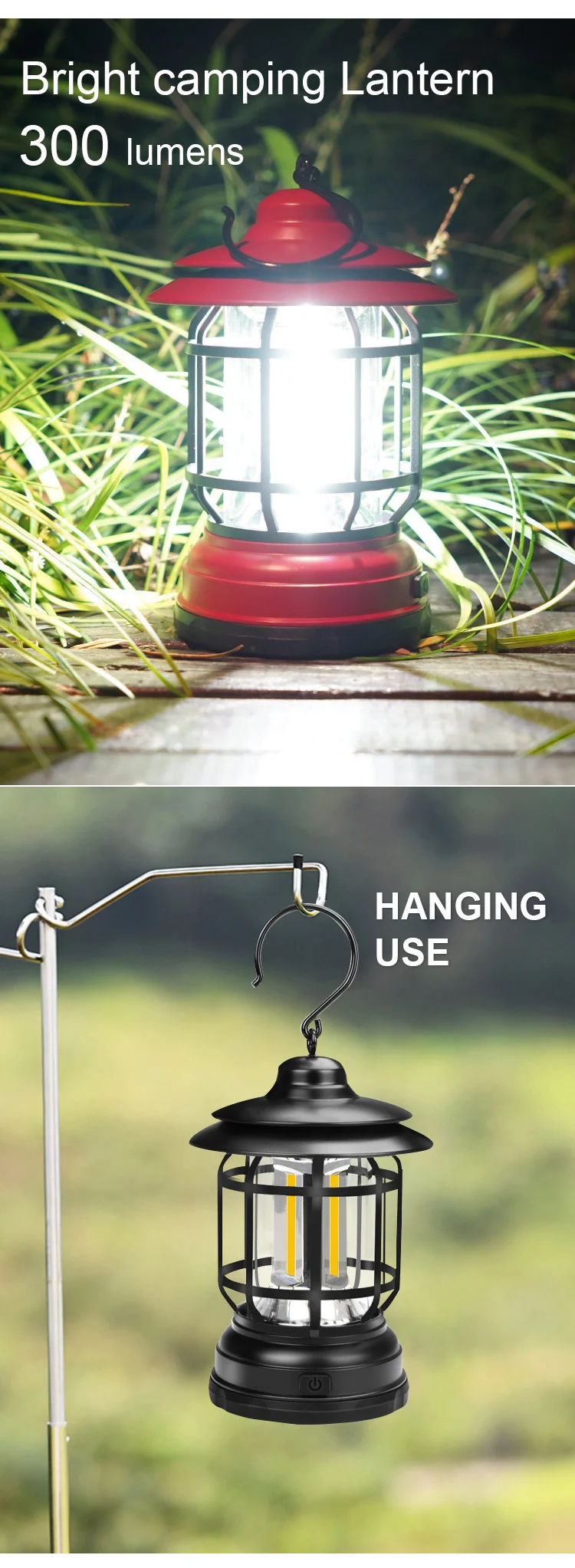 Outdoor Emergency Ultra Bright COB Tent Light with hook 3*AA battery LED Camping Lantern for Camping Hiking Fishing