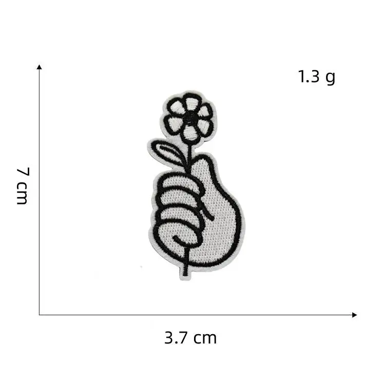 Wholesale custom small animal embroidery patches iron on white and black animal fruit plant patch for garment bags caps DIY