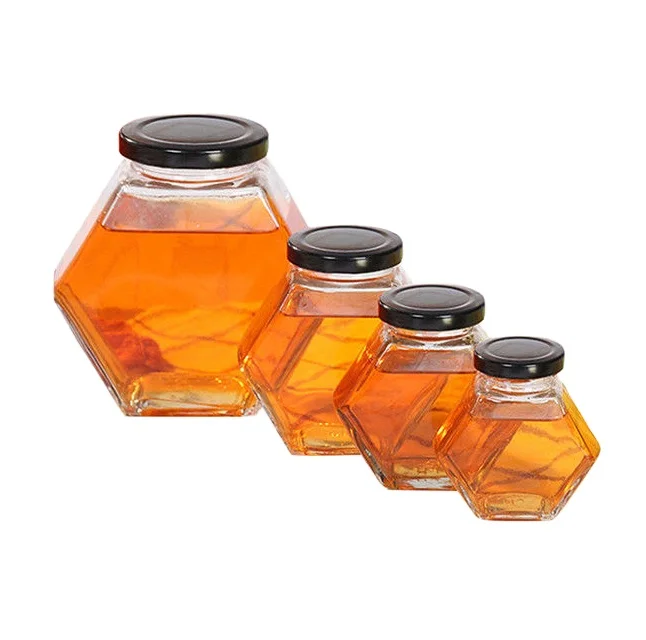 wholesale shaped clear glass honey jar jam jar 450ml