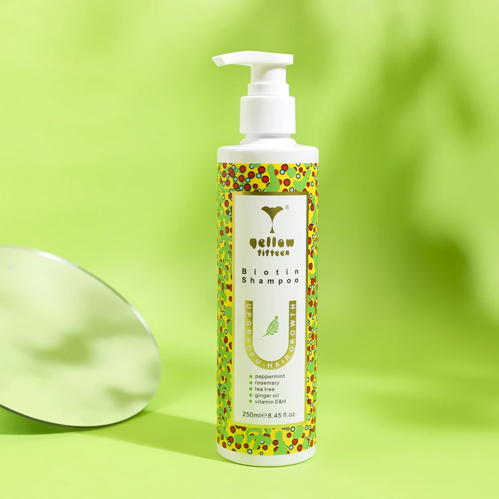 Private label anti Hair Loss Tea Tree Oil Shampoo Ginger Biotin Silicone Free Hair Growth Shampoo Rosemary Peppermint Shampoo