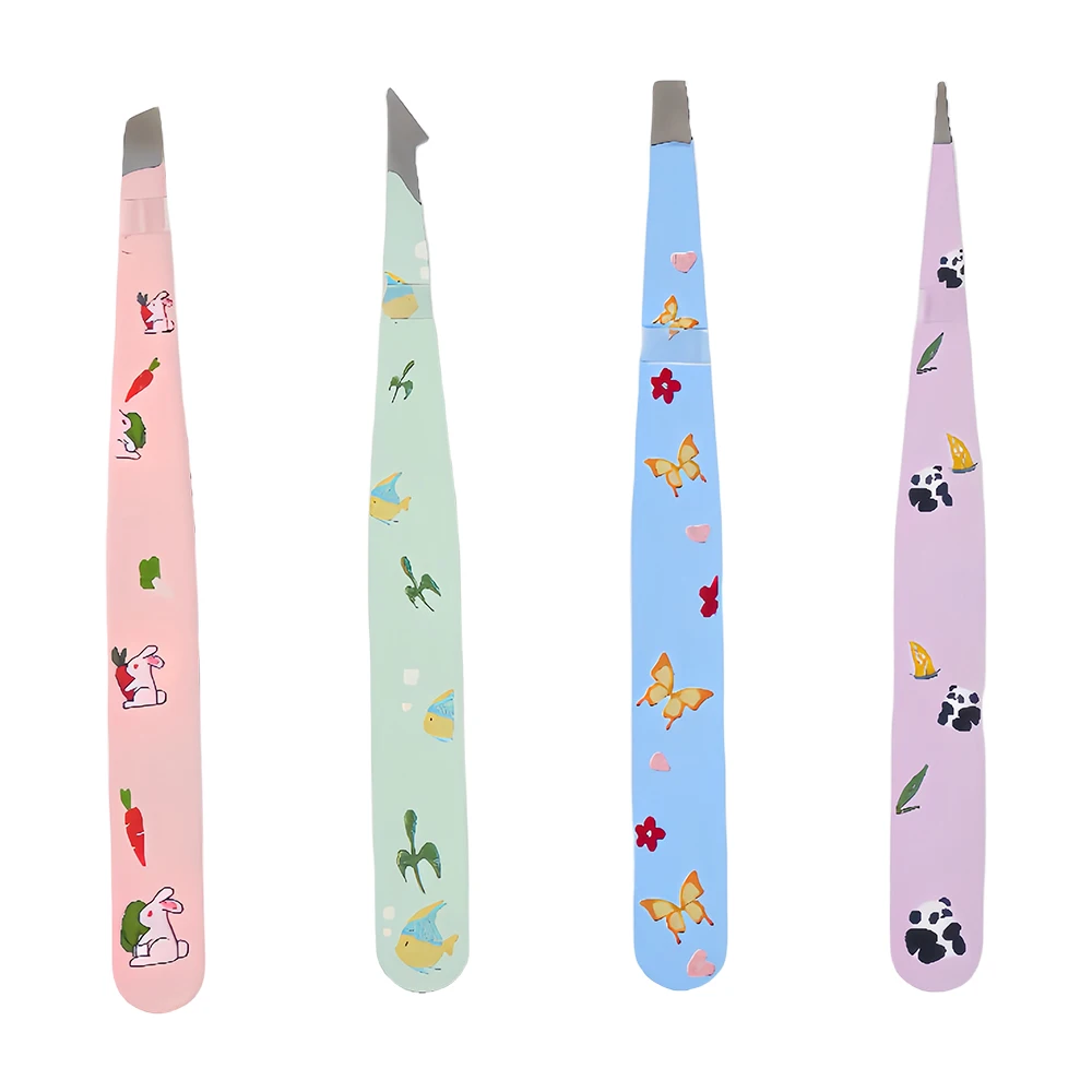 Stainless Steel Eyebrow Tweezer Face Hair Removal Tweezers Colorful Makeup Colored Eyebrow Tweezers