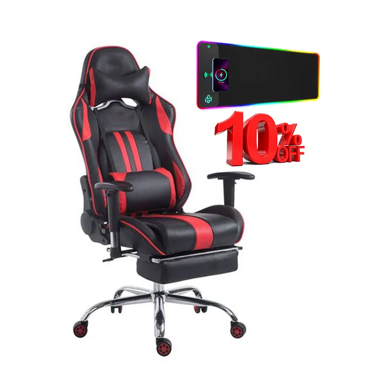 Cheap Desk Combo White Red E-Soprts Custom Gaming Chair Companies Ergonormic Comfortable Computer Gaming Chair with Mouse Mat