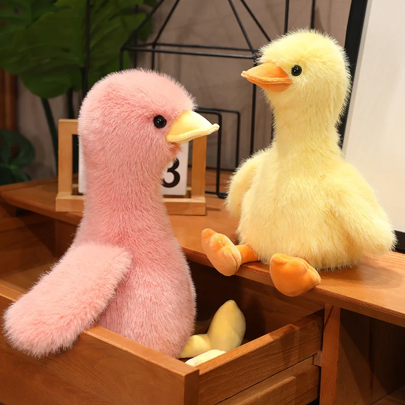 Super soft 4 colors stuffed white duck pink yellow black duck stuffed animal adorable lifelike duck plush toy birthday gift