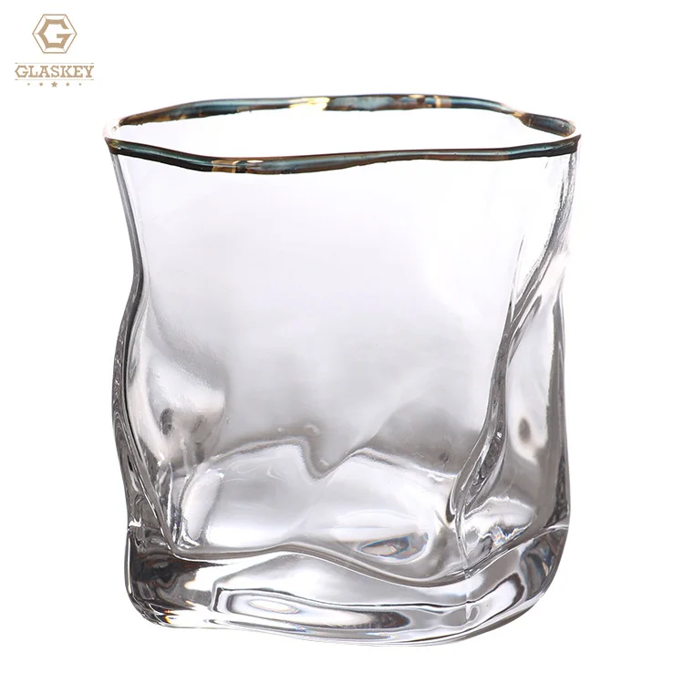 Colorful Drinking Glassware Premium Lead-free Whiskey Glass  Irregular Rocks Spirit Glasses Drink Glasses