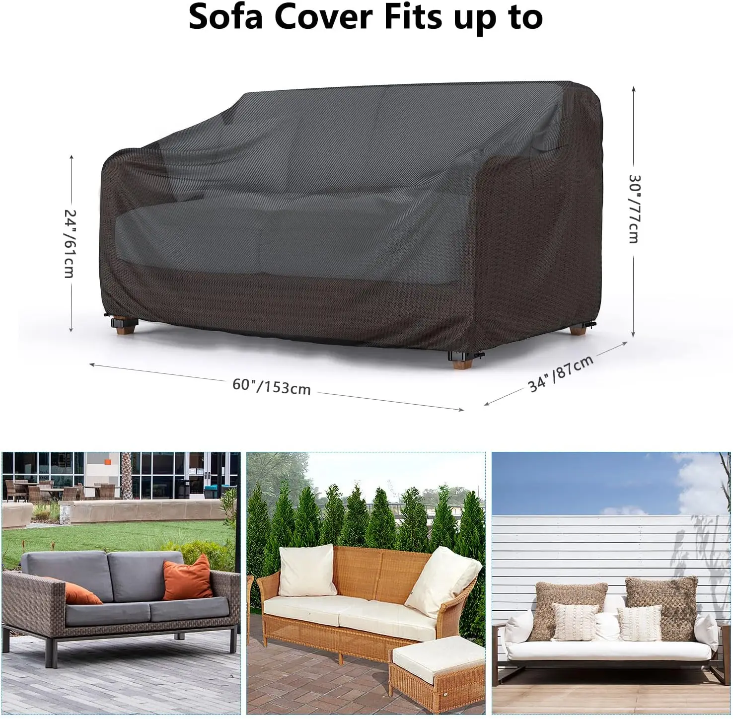 Heavy Duty Oxford Fabric 2-Seater Outdoor Sofa Loveseat Cover Waterproof Outdoor Patio Furniture Cover with Air Vent