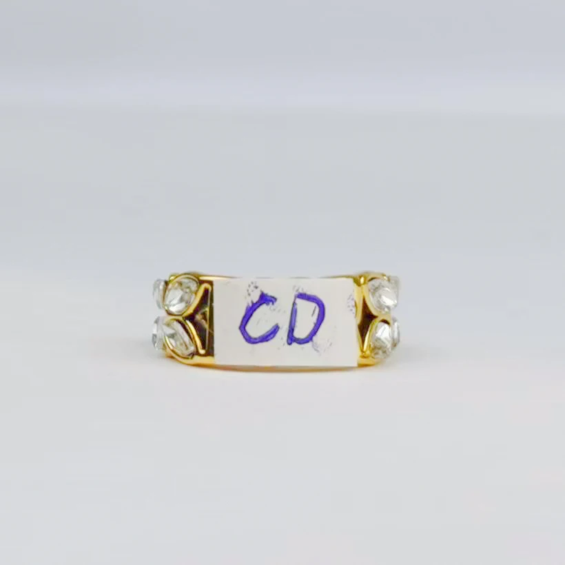 Fine Designer Brands C G F D Correct LOGO Jewelry Wheat Ear Rings Gold Retro Classic Stainless Steel Rings Open Free Size Ring