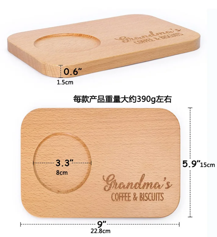 Solid Wood Square Round Plates Serving Tray for Coffee Cookie Cake Dishes Wooden Kitchen Tableware Plate