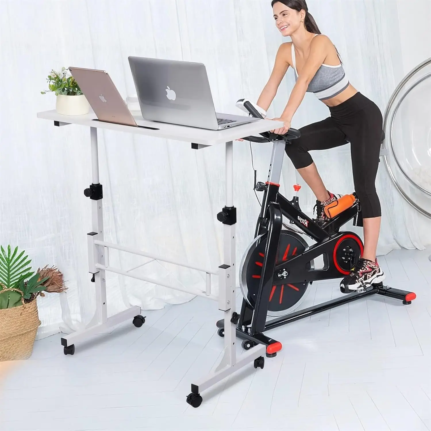 Home Office Power Outlet L Shaped Computer Corner PC Desk with Fabric Drawer