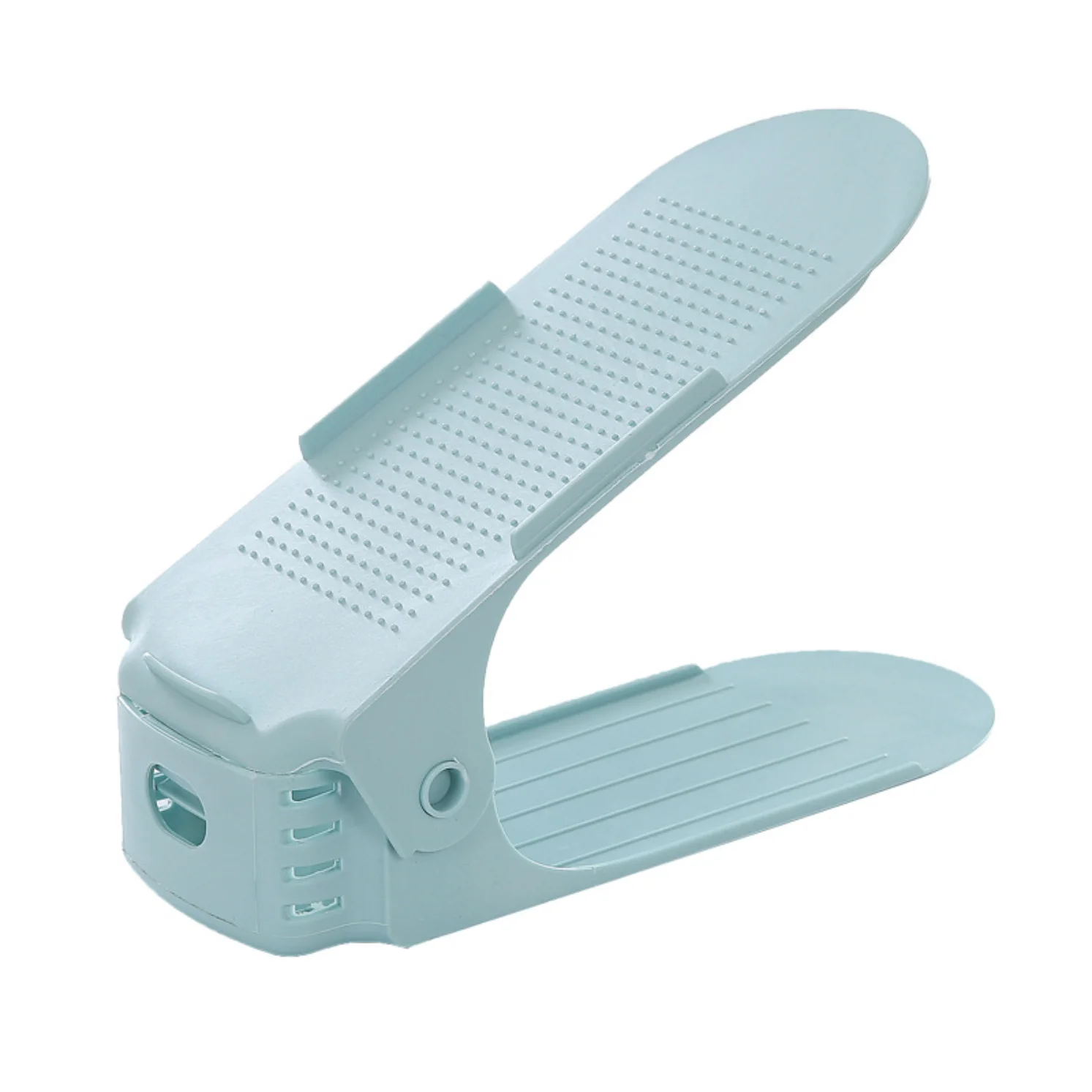 Footwear Support Slot Space Saving Cabinet Stand Double-Layer Storage Rack Adjustable Folding Plastic Shoe Rack Organizer