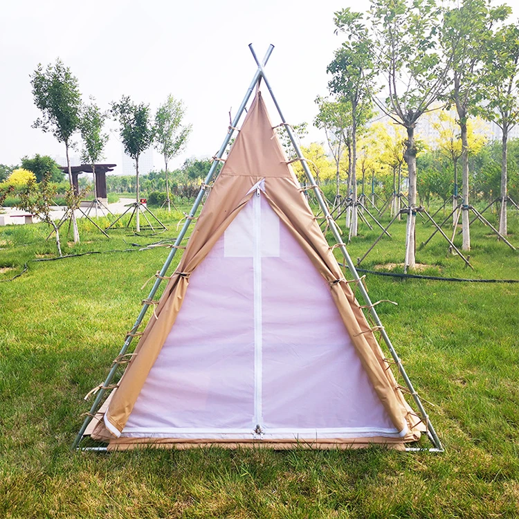 Wholesale Camping Canvas Glamping Outdoor Hunting Waterproof Travel Ultralight Event Portable 4 Seasons Foldable Pyramid Tent