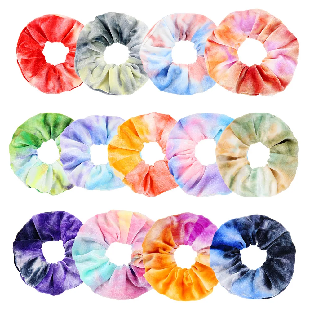 Candy Colors Tie Dye Rainbow Scrunchies for Hair Accessories