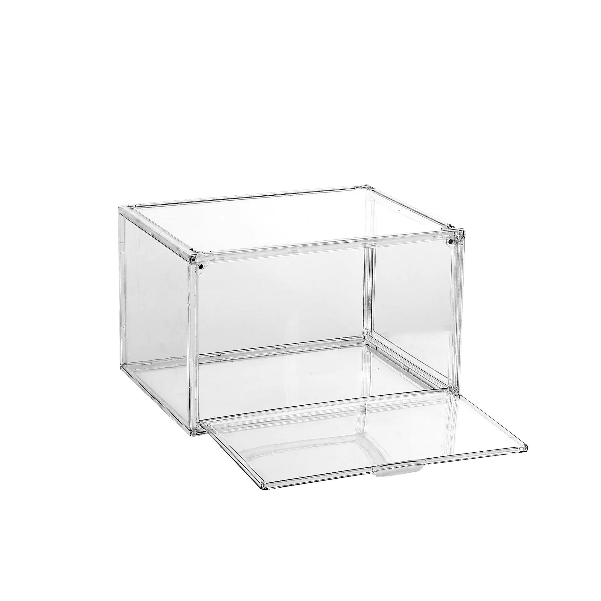 Home high quality transparent sub chocolate side display rack can be stacked sports sneaker cabinet magnetic shoe storage box