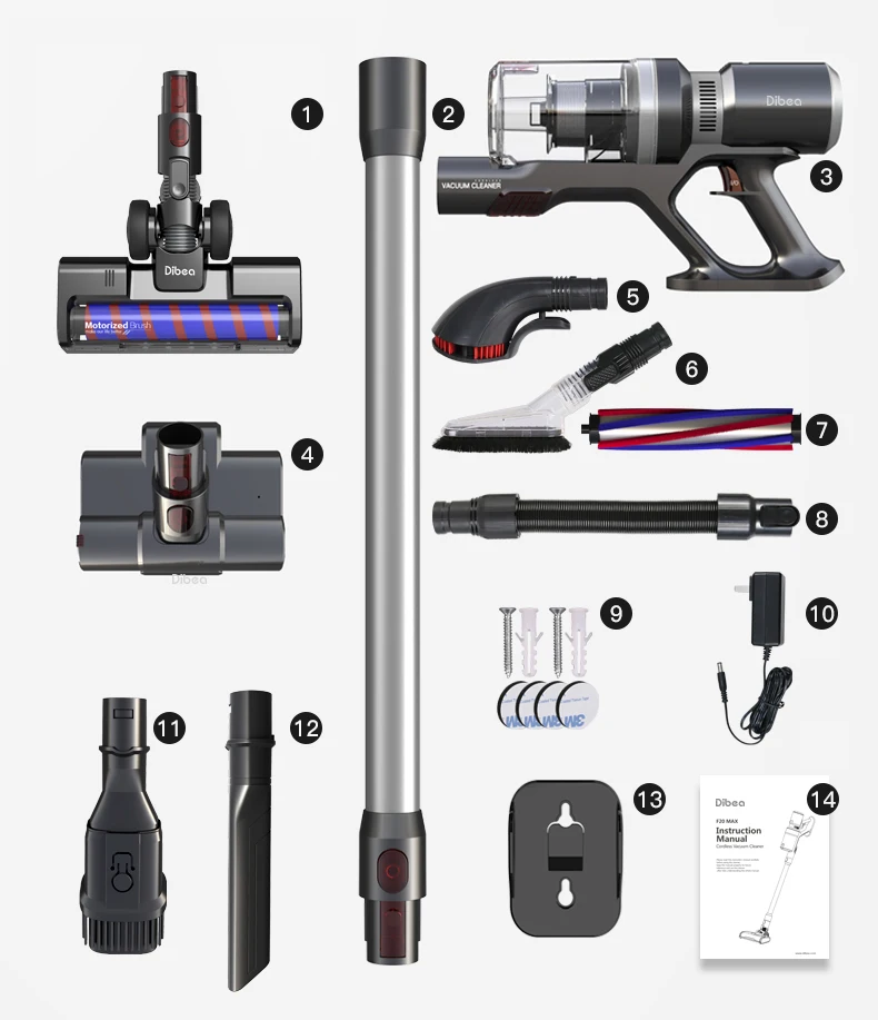 Dibea F20MAX 25KPA Bagless Cyclone Portable Rechargeable Handheld BLDC Cordless Vacuum