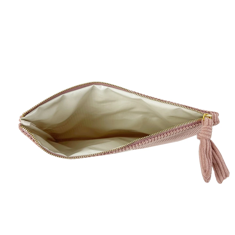 High quality unique waterproof makeup bag travel professional corduroy cosmetic bag