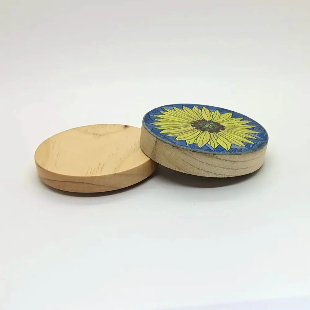 Food Grade Luxury Design Color Printed110*20 mm Spice Jar Bamboo Lid For Amber  Glass Candle  8oz Jars And Cups