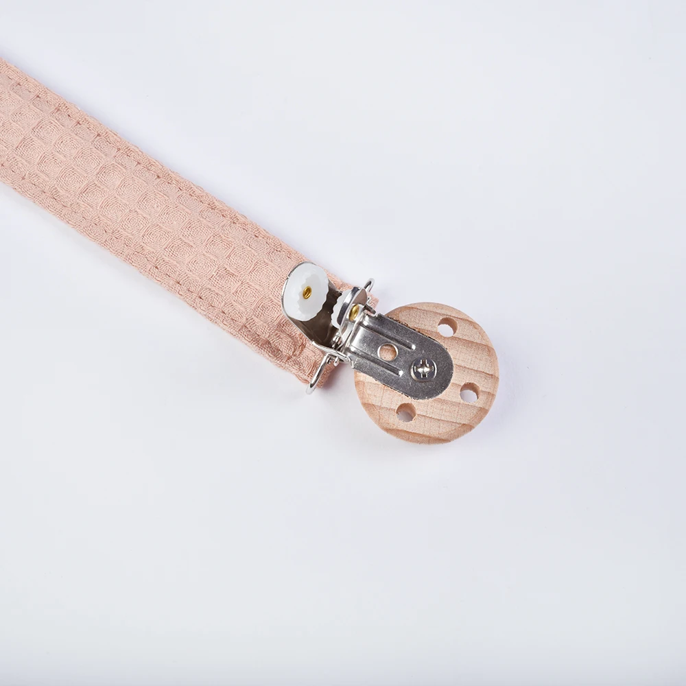 wholesale baby wood clips feed 100% cotton baby pacifier clip baby dummy chain