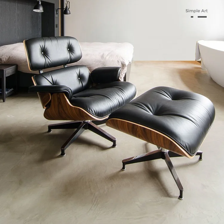 Modern Leather Home Office Leisure Reclining Chair Comfortable PU Swivel Relaxing Lounge Chair