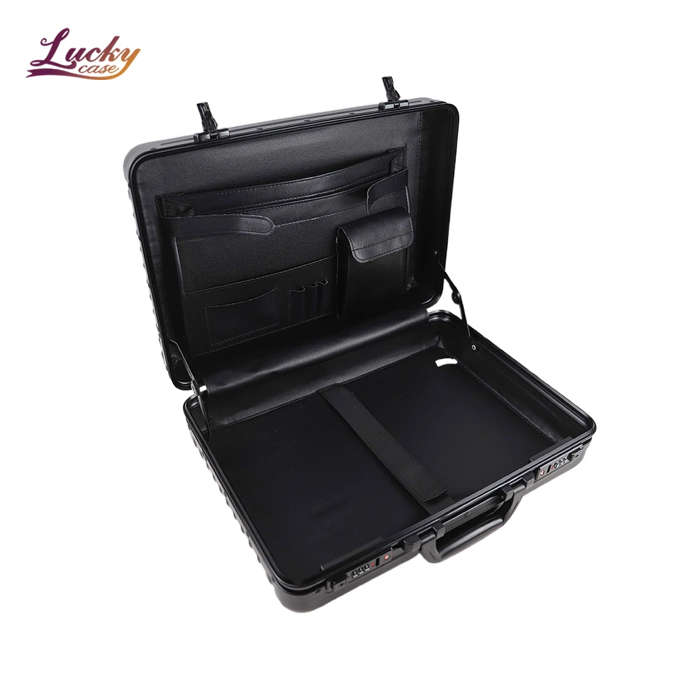Professional Aluminum Briefcase Hard Shell Business Case With TSA Customs Digital Code Lock Classic Aluminum Storage Box