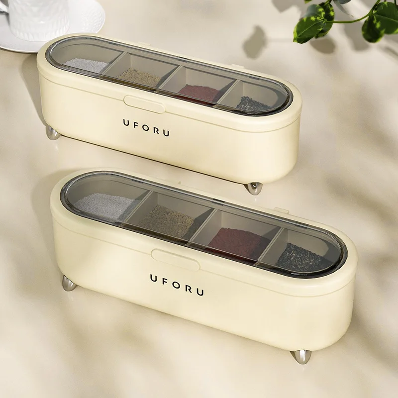 Kitchen Supplies Seasoning Box Combination Set Of Household Kitchen Supplies Salt,Sugar And Monosodium Glutamate Four-cell Stor