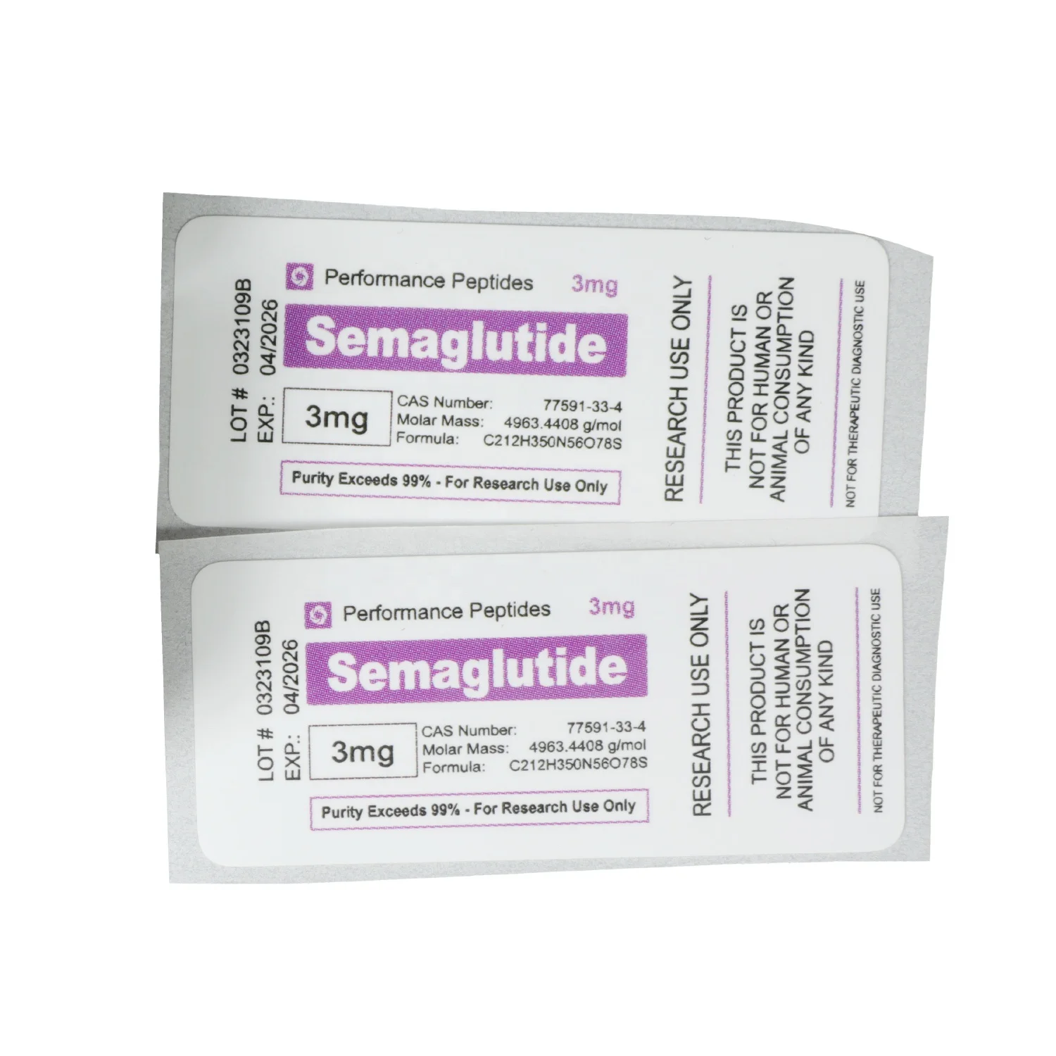 2ml 3ml peptide small vial hologram medicine vial label