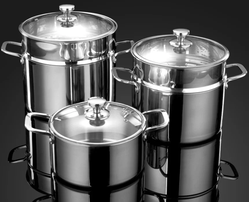 High Quality  Kitchen Cooking  Stainless Steel Steamer Pot 2 Layer Steamers With Glass Lid