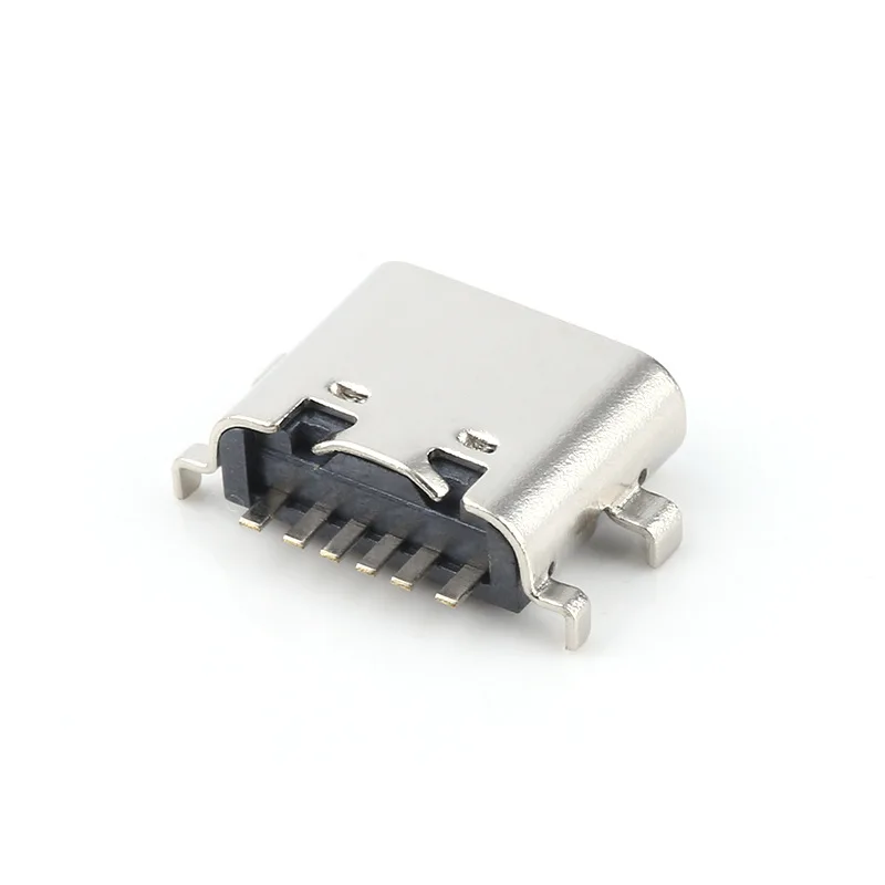 6pin One Row SMT 4 Legs 3A Type-C 3.1 Charging Port Dock Plug Socket Female USB C Connector