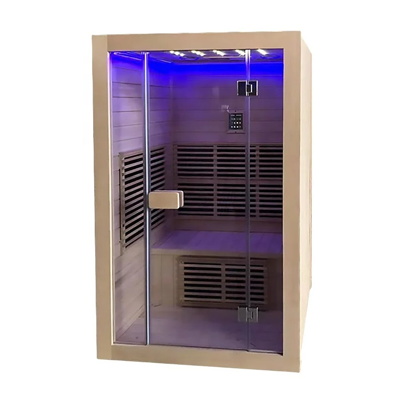 Modern Design Solid Wood Home 1 to 2 Person Small Cube Mini Sauna Room with Harvia heater