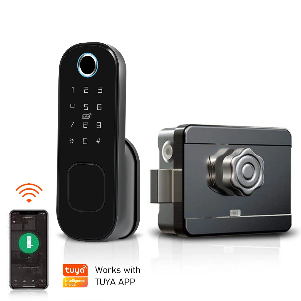 Eseye Tuya Wifi Keyless Electronic Digital Door Lock with Double Sided Fingerprint Passcode