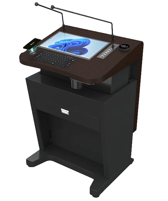 Double Screen Speech Podium with Timer; Height Adjustable Lectern Stand;  Education Equipment