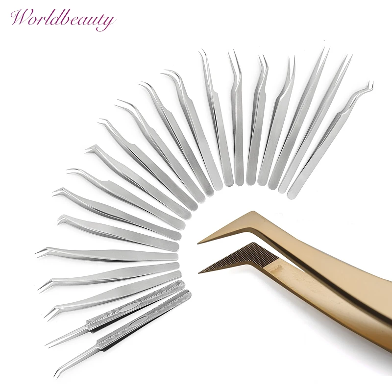 custom logo fiber tip lash tweezers for eyelash extension mega volume eye lash tweezers private label