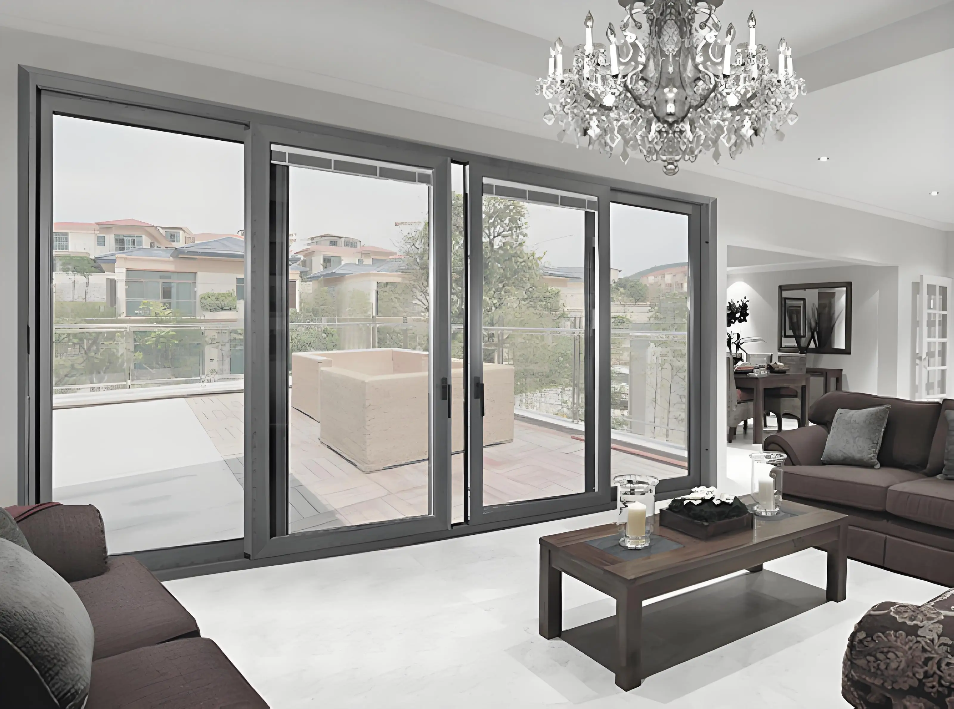 Profiles Low Price Louver Curtain Design Bi-fold Patio Sliding Glass Door Thermal Break Aluminium Modern Plastic Doors Aluminum