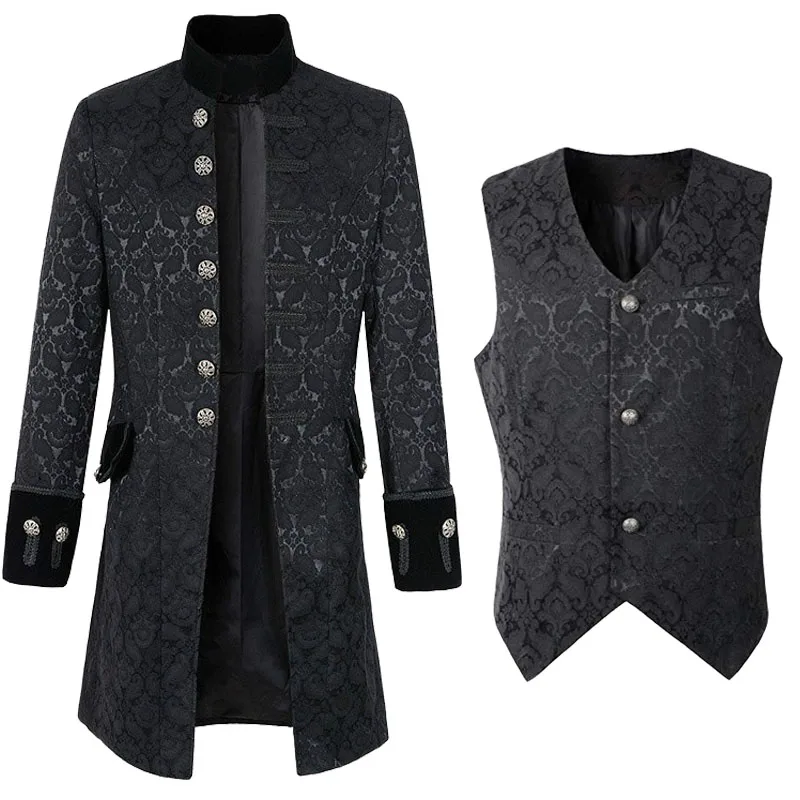 2022 Medieval Steampunk Tailcoat Halloween Costumes for Men Renaissance Pirate Vampire Gothic Jackets Vintage Warlock Frock Coat