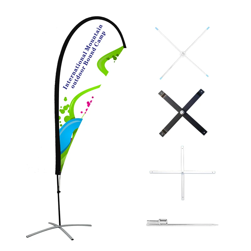 Custom Outdoor Fiberglass Flagpole with Iron Spike Base and Water Bag for Automotive Insurance Racing Flags Beach Flags etc.