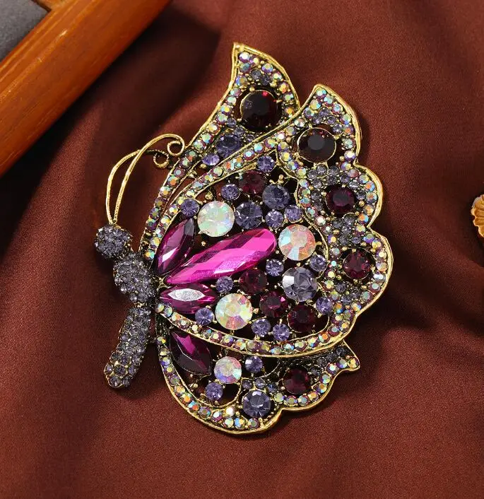 New Sweater Corsage Accessory Gift Vintage Large Butterflies Cheap Wholesale Austrian Crystal Wedding Invitation Brooch