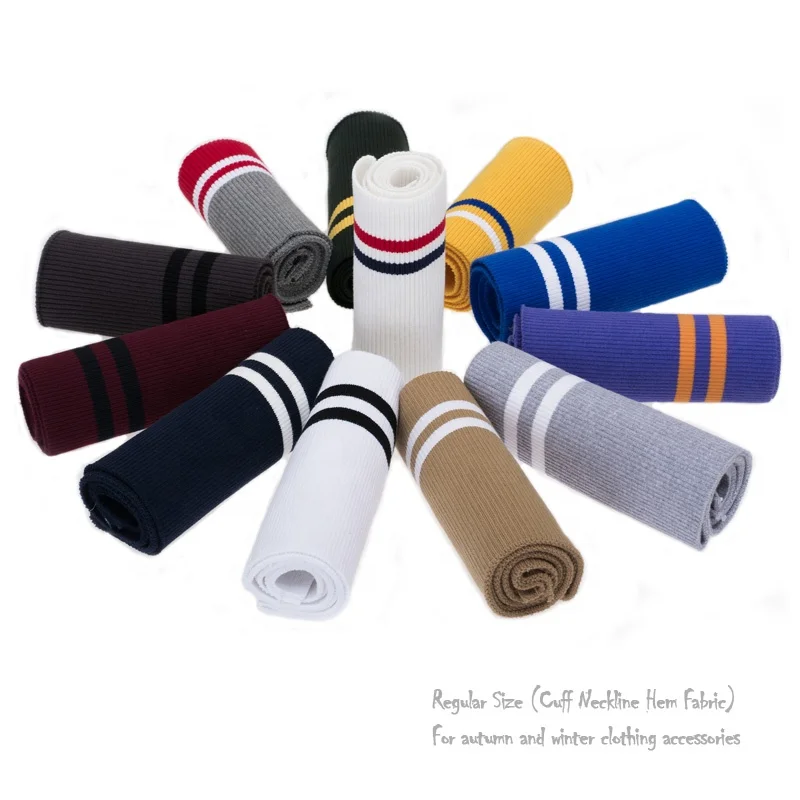 
2 * 1 high-grade cotton stretch knit solid color striped coarse rib cuff neckline fabric 