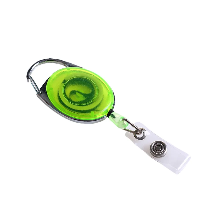 
QORI customized oval plastic badge holder id card badge holder retractable key reel with hook 
