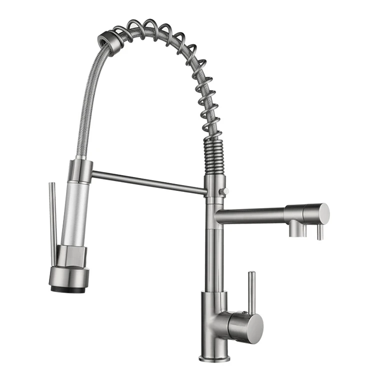 
 Chrome &Black Kitchen Faucet Pull Out Sprayer Kitchen Mixer Tap Flexible Sink Kitchen Faucets  