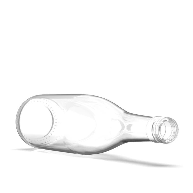 750ml Clear Flint Glass round Spirits Bottle Screen Printing Friendly for Tequila Whisky Vodka Brandy Rum with Cork Seal