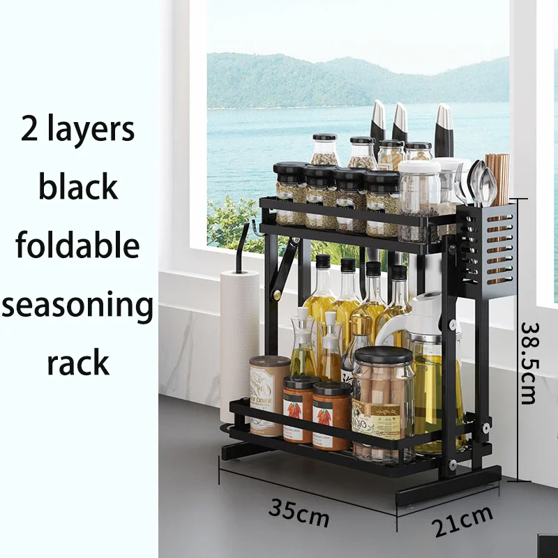 foldable spice and utensils accessories cutting board rack kitchen steel rack