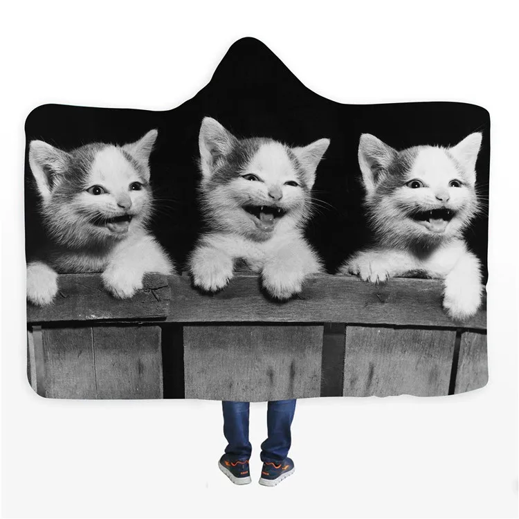 premium hooded blanket modern style wearable psychedelic animal art decor fleece throw custom hoodie blanket