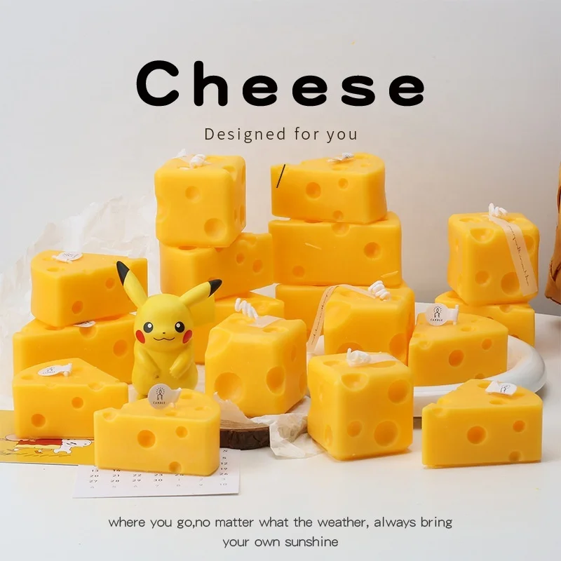 Funny Cheese Shape Candle Soy Wax Cheese Aroma Scented Candles for Birthday Gifts Wholesale Candle Gift