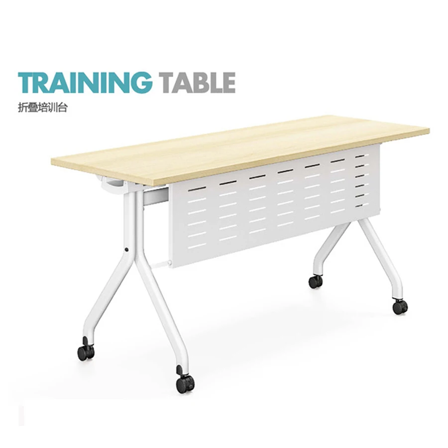 Folding training table with wheels