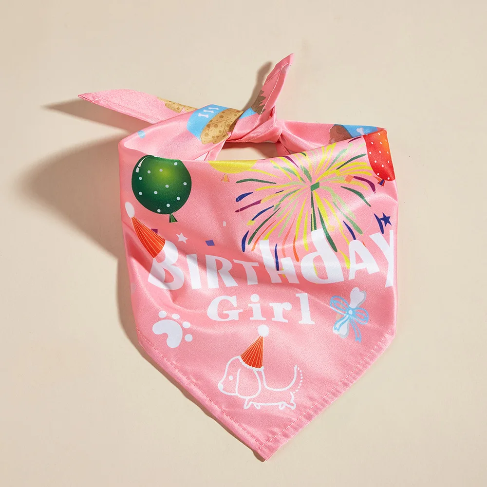 Wholesale Pet Birthday Party Supplies Lovely Print Decoration Scarf Hat Holiday Polyester Dog Bandana