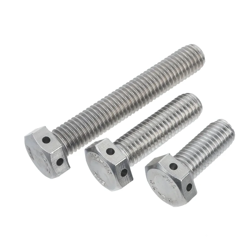 304 Stainless Steel Hexagon Bolts With Wire Holes on Head M6 M8 M10 M12 M16